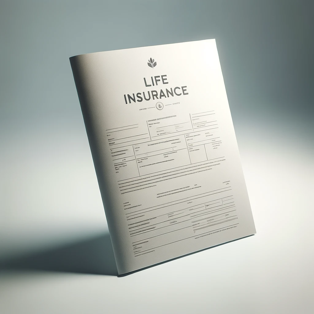 DALL·E 2024-01-16 13.09.13 - A minimalist image showcasing a life insurance policy document with a monochromatic color scheme primarily using hex color #3d7f95. The document lies 