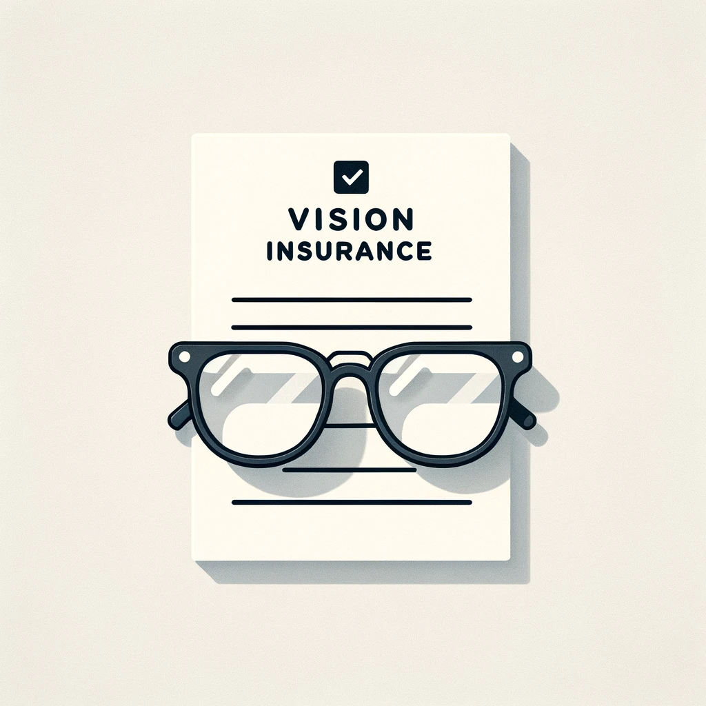 DALL·E 2024-01-16 16.47.48 - A simple and clear illustration representing the value of vision insurance. The image features a pair of basic eyeglasses with clear lenses, symbolizi